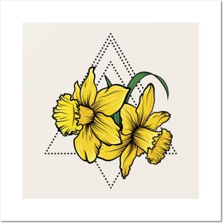 Daffodil Flora Dotted Triangle Diamond Posters and Art